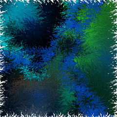 Fototapeta na wymiar Green phosphorescent blue christmas background with snowflakes