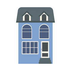 blue residential house icon, colorful design