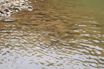 water flowing into the river