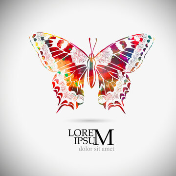The abstract butterfly is multicolored. Vector illustration