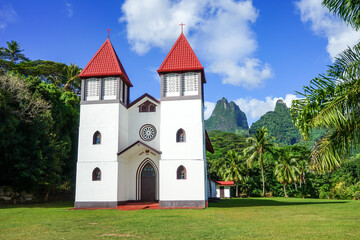 Fototapeta na wymiar Haapiti Catholic Church , Moorea island, French Polynesia 