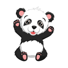 Naklejka premium Cartoon cute baby panda sitting