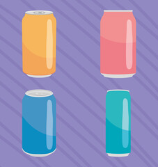 colorful cans icon set, colorful design