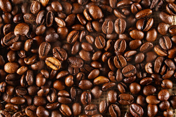Freshly roasted coffee. Suitable as background.