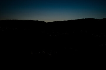 Tzoumerka, Epirus, Greece - September 02, 2017: The blue hour over the mountains