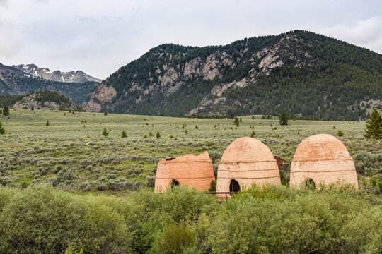 off of Highway 28, near Birch Creek. In the 1800s, 16 of these kilns were constructed from local clay, and the charcoal produced within them was used in the Viola Mine located 10 miles across the Lemh