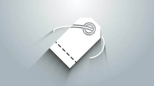 White Blank label template price tag icon isolated on grey background. Empty shopping discount sticker. Template discount banner. 4K Video motion graphic animation