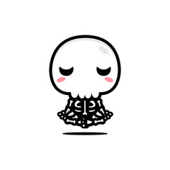 vector design of cute skull skeleton character meditating