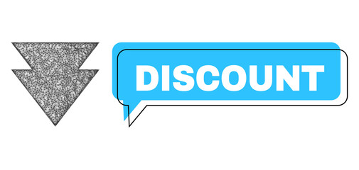Conversation Discount blue cloud message and net move down. Frame and colored area are misplaced to Discount text, which is located inside blue colored cloud.