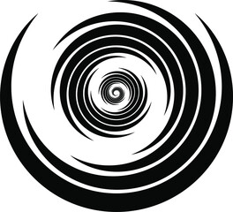 Abstract black curvy concentric stripes. Vector illustration. Design element for logo, sign, symbol, web pages, prints, posters, template, monochrome pattern and abstract background 