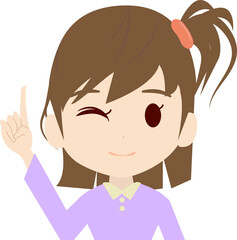 指差し可愛い女の子供の上半身イラスト