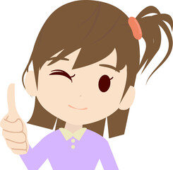 グッドのポーズをする可愛い女の子供の上半身イラスト