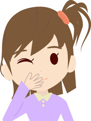 笑う可愛い女の子供の上半身イラスト