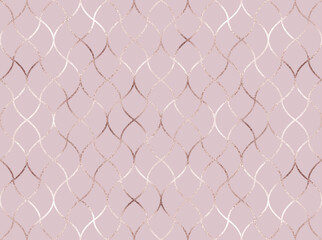 Geometric seamless pattern with rose gold decorative shapes tile.