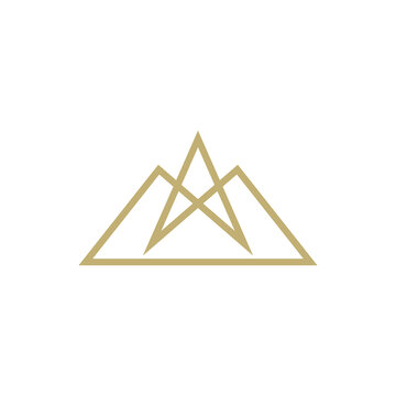 mountain with arrow, luxury line at logo template