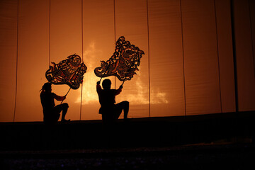 Nang Yai Shadow Play at Wat Khanon, Rachaburi prvince of Thailand, Nang Yai is a performing art got...