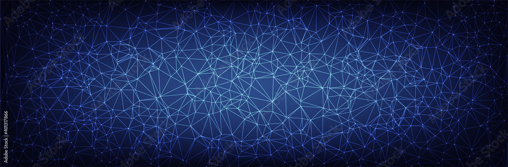Poster plexus blue background. polygonal line pattern. digital network structure. futuristic texture. wide 