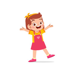 cute little kid girl show happy and friendly pose expression