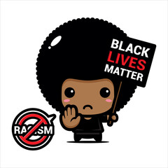 cute stop racism character vector design