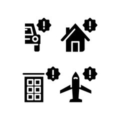 Silhouette insurance icons design isolated on white background