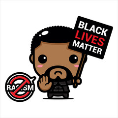 cute stop racism character vector design