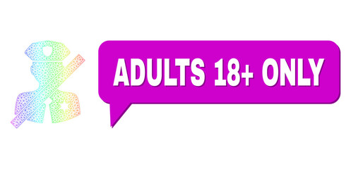 Fototapeta premium Adults 18+ Only and stop police patrol vector. Rainbow colorful net stop police patrol, and chat Adults 18+ Only cloud frame. Speech colored Adults 18+ Only cloud has shadow.