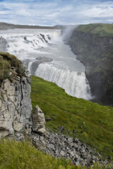 Visitors follow the Trail of Sigridur to an overlook above Gullfoss (Golden Falls) on the Hvita River in Iceland.