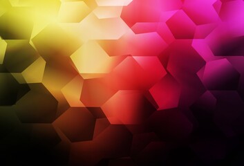 Light Pink, Yellow vector backdrop with hexagons.