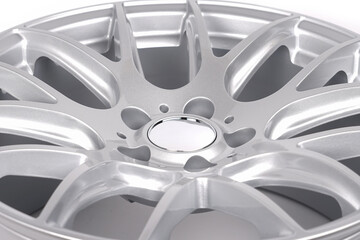 Beautiful car wheels isolated on white background