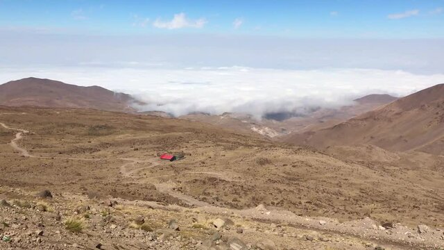 Red Mountain House and Savalan (Sabalan) Mountain House in Iran. Savalan is the third highest mountain in Iran.