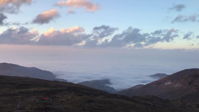 Beautiful view from Mount Savalan (Sabalan) Mountain House in Iran. Savalan is the third highest mountain in Iran. It&rsquo;s 4811 meters altitude.