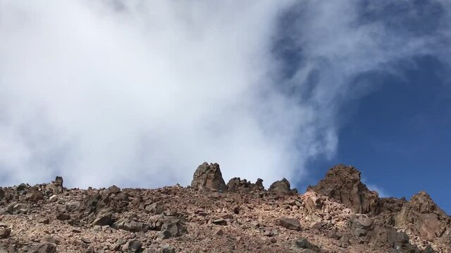 Mountaineers climbing at Mount Savalan (Sabalan) summit in Savalan, Iran. Savalan is the third highest mountain in Iran. It&rsquo;s 4811 meters altitude.