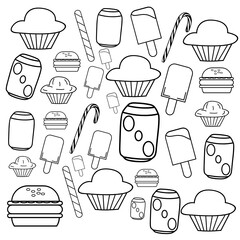 set of drink and food icon design vector