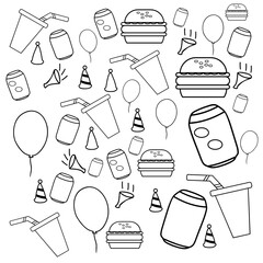 set of fast food and beverage vector background vector