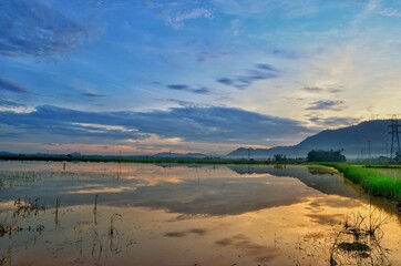sunset over the river