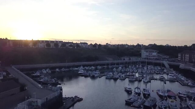 Sun setting over Sunderland Marina.