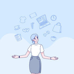 Working woman character illustration 

