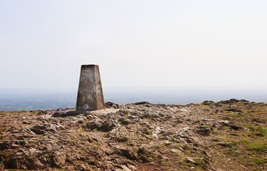 Panoramic view of Great Malvern landscape , Worcestershire Beacon walking route , Malvern Hills , UK	