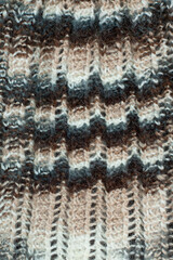 Angora knitted canvas, handmaid,  mixed in brown, grey, beige. Clouseup