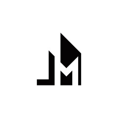 j m initial building logo design vector template