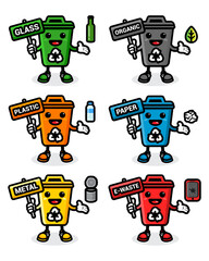Cute trash can character vector design