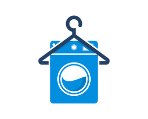 Washing machine with hanger laundry logo