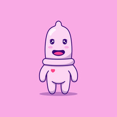 Cute and happy condom character 