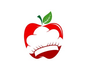 Red apple fruit with chef hat inside