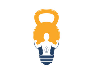 Strong man gym fitness with light bulb shape
