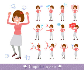 Fototapeta premium flat type Straight bangs women_Complaint