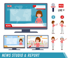 flat type Straight bangs women_TV-news-report