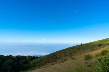 Fototapeta premium beautiful mountain layer with clouds and blue sky