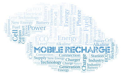 Obraz premium Mobile Recharge typography word cloud create with the text only.