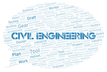 Civil Engineering typography word cloud create with the text only